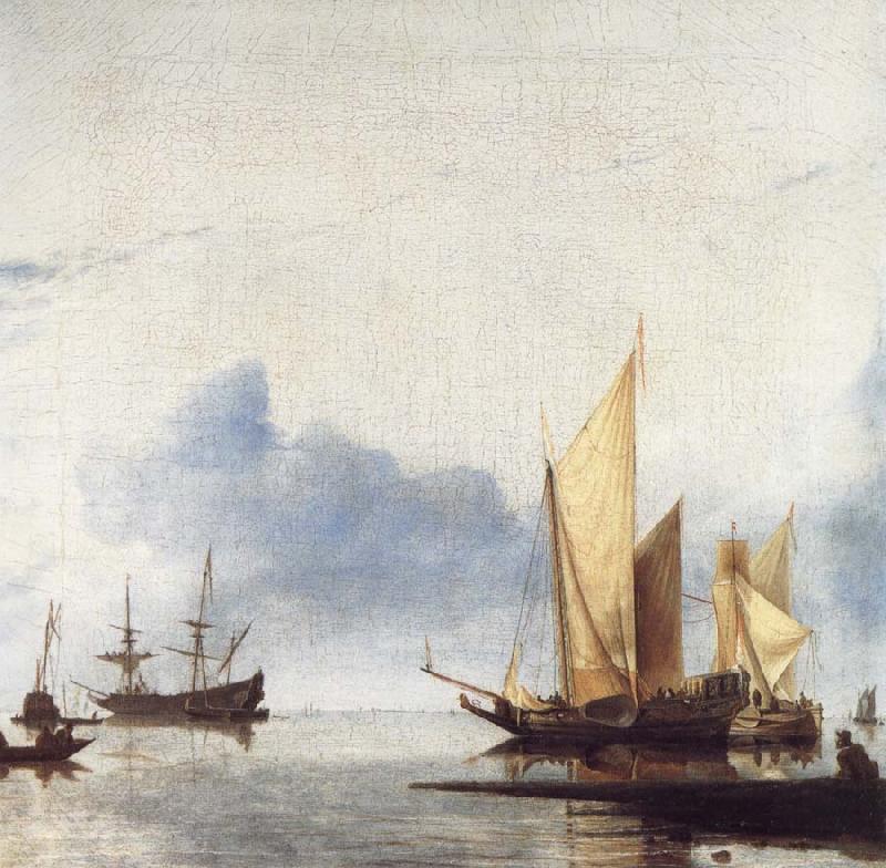 unknow artist A Dutch Yacht and Other Vessels Becalmed Near the Shore